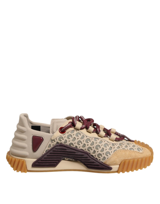 Dolce & Gabbana Beige Neoprene DG Logo NS1 Lace Sneakers Shoes