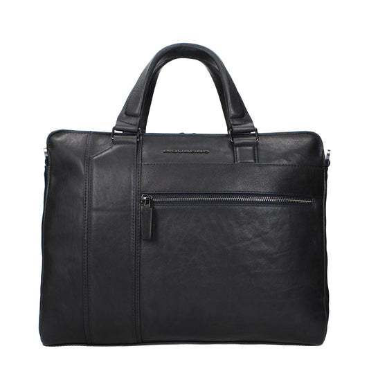 Piquadro Blue Leather Business And Laptop Bags
