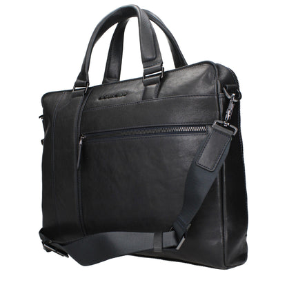 Piquadro Blue Leather Business And Laptop Bags