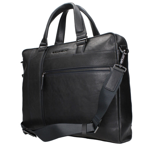 Piquadro Blue Leather Business And Laptop Bags