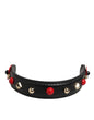 Dolce & Gabbana Black Embellished Leather Bag Handle Women Shoulder Strap